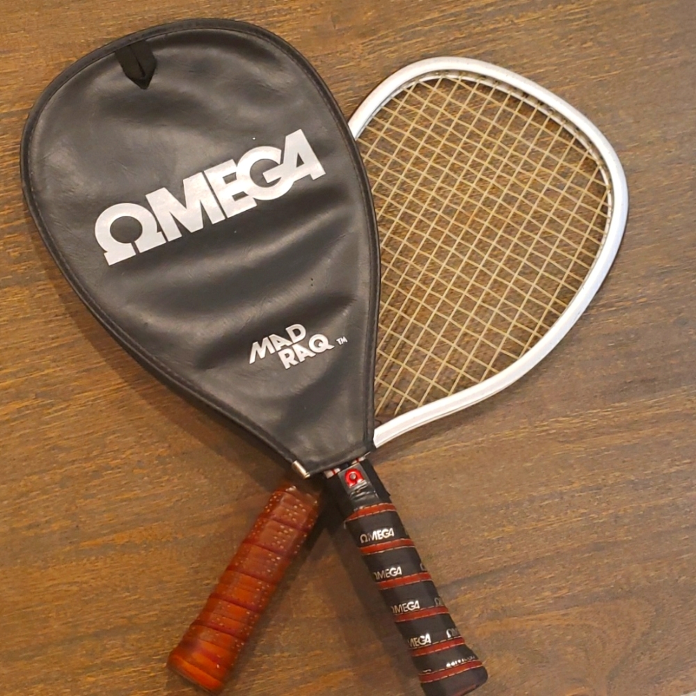 2 Racquetballs 1 Omega Mad Raq Racquetball Handball and one Leach